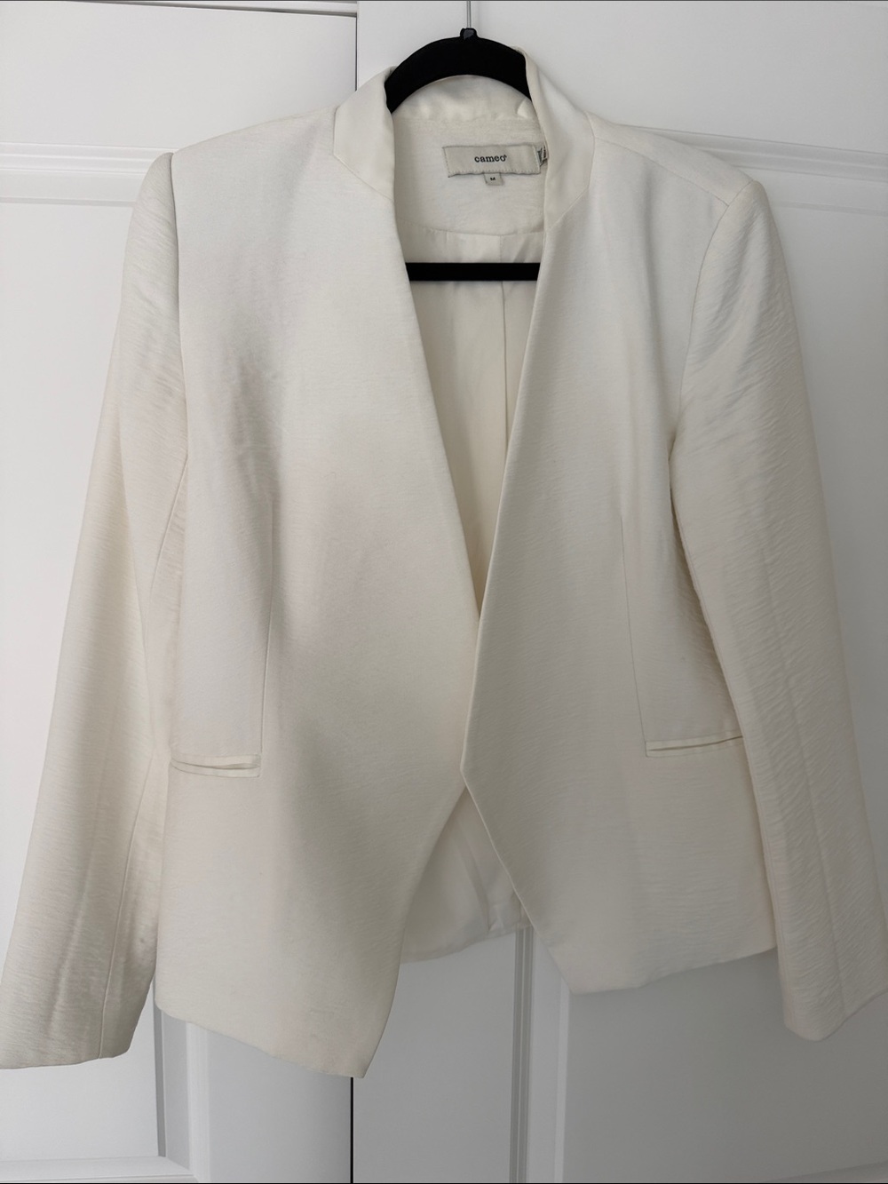 Cameo White Open-Front Women's Blazer Jacket